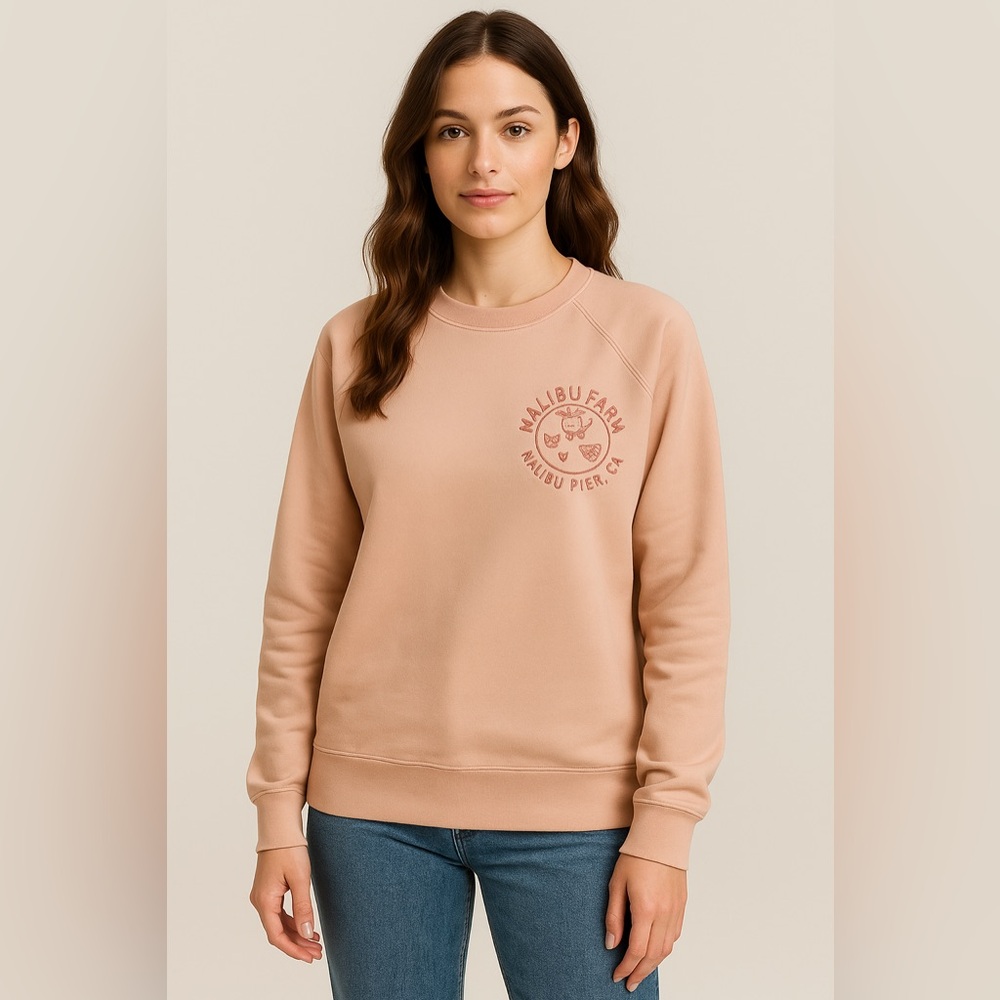 Malibu Farms Pink Crewneck Sweatshirt like new oversized medium